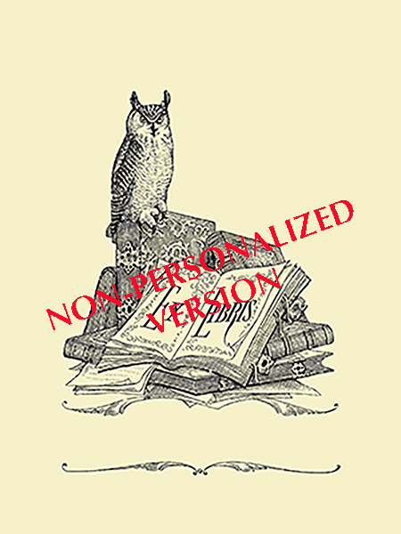 W3 – Perched Owl Pringle bookplate, Non-personalized, printed by letterpress